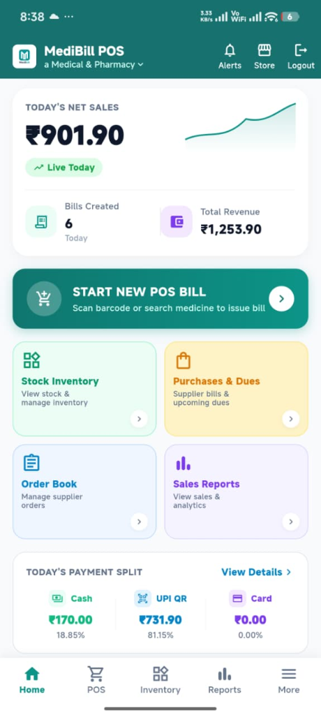 MediBill POS Mobile App & Web Dashboard